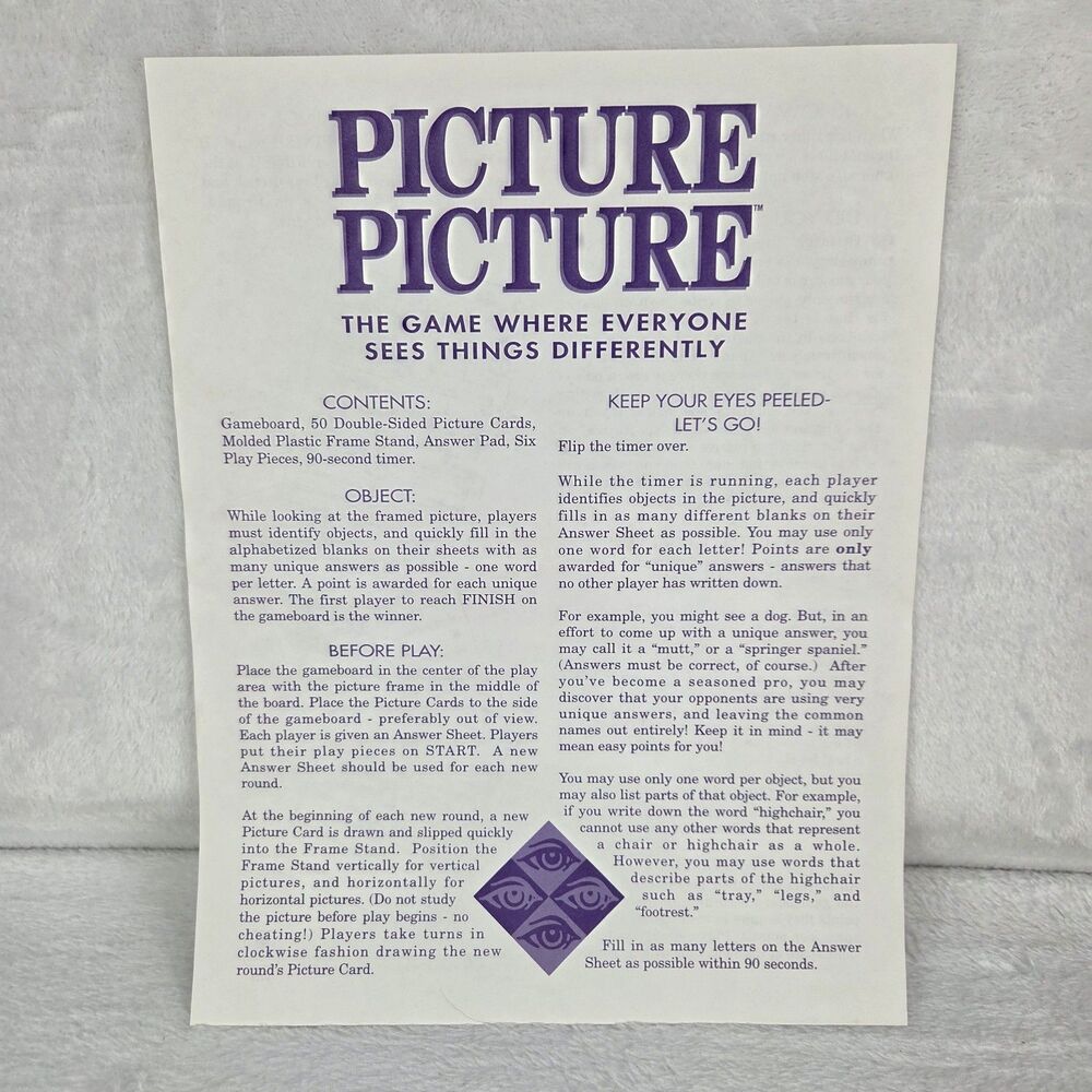 Vintage 1992 Picture Picture Board Game Golden Complete With Instructions - Picture 10 of 15